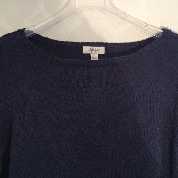 STYLE & CO PLUS SIZE NAVY RUFFLE SWEATER - Picture 5 of 9